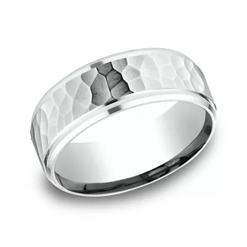 Mens 10K White Gold 8mm Band