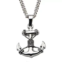 Inox® Mens Stainless Steel Anchor Pendant Necklace