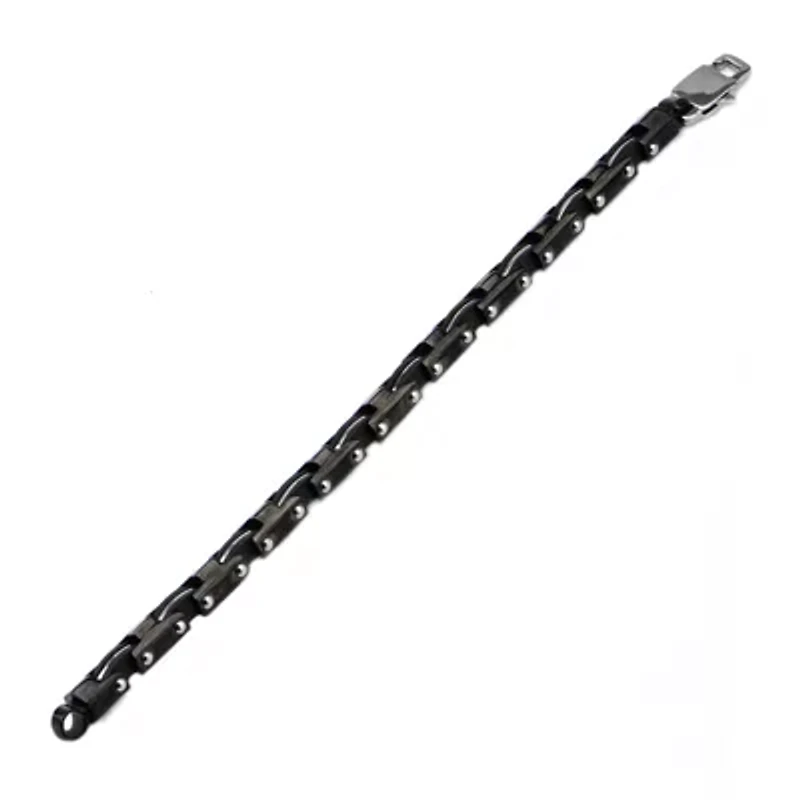 Inox® Mens Black Stainless Steel Motor Chain Bracelet