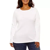 St. John's Bay® Long Sleeve Crewneck Tee - Plus