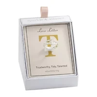 Sparkle Allure Initial Womens 3MM White Mother Of Pearl 14K Gold Over Brass Round Band