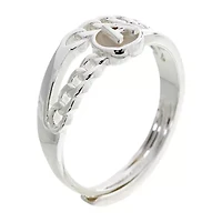Sparkle Allure Initial Womens 3MM White Mother Of Pearl 14K Gold Over Brass Round Band