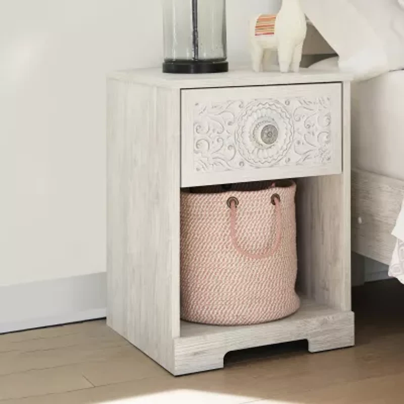 Signature Design by Ashley® Paxberry White Aged Pine 1-Drawer Nightstand
