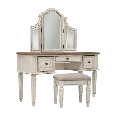 Signature Design by Ashley Realyn 2-pc. Vanity Set in Chipped White