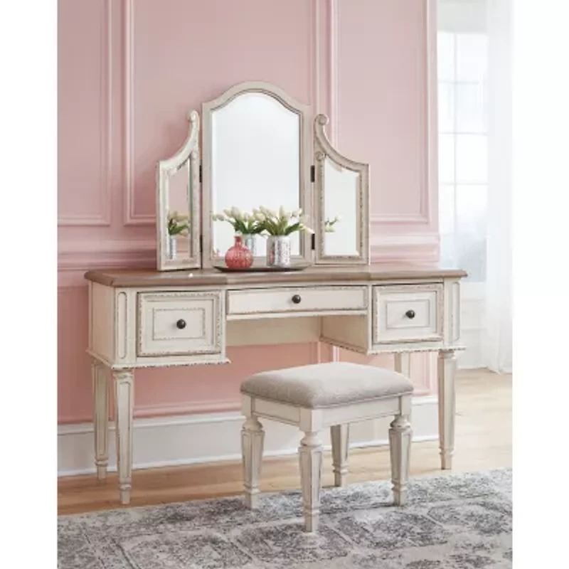 Signature Design by Ashley Realyn 2-pc. Vanity Set in Chipped White