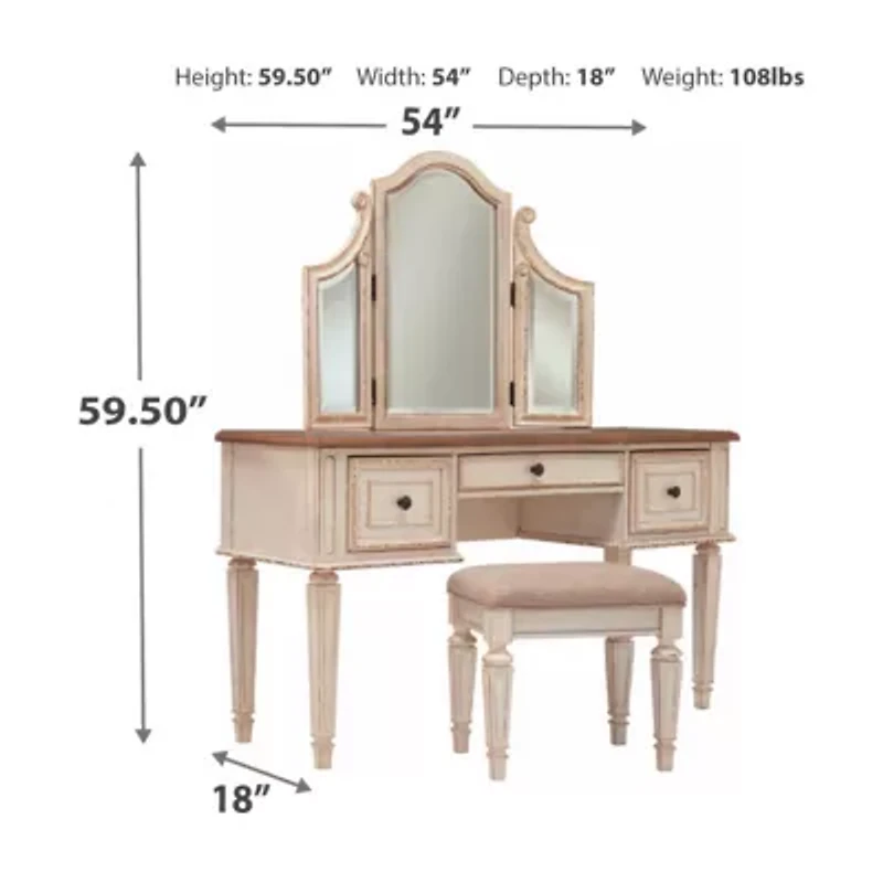 Signature Design by Ashley Realyn 2-pc. Vanity Set in Chipped White