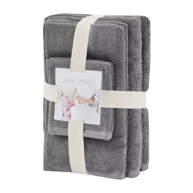 Clean Spaces Aure 100% Cotton Solid 6-pc Antimicrobial Towel Set
