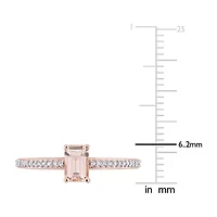 Womens Genuine Pink Morganite 10K Rose Gold Cocktail Ring
