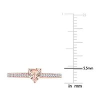 Womens Genuine Pink Morganite 10K Rose Gold Heart Cocktail Ring