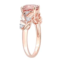 Womens Genuine Pink Morganite 10K Rose Gold Cocktail Ring