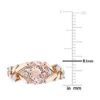 Womens Genuine Pink Morganite 10K Rose Gold Cocktail Ring