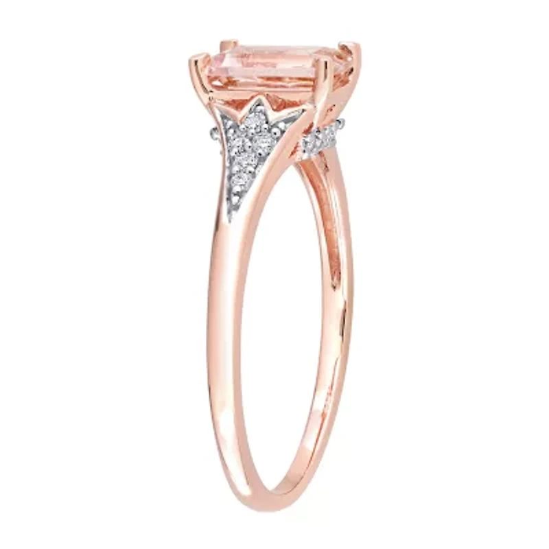 Womens Genuine Pink Morganite 10K Rose Gold Cocktail Ring