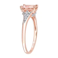 Womens Genuine Pink Morganite 10K Rose Gold Cocktail Ring
