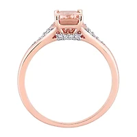 Womens Genuine Pink Morganite 10K Rose Gold Cocktail Ring