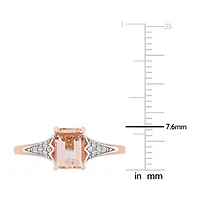 Womens Genuine Pink Morganite 10K Rose Gold Cocktail Ring