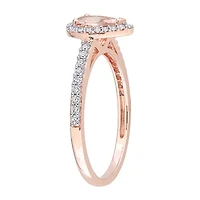 Womens Genuine Pink Morganite 10K Rose Gold Cocktail Ring