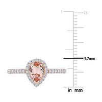 Womens Genuine Pink Morganite 10K Rose Gold Cocktail Ring