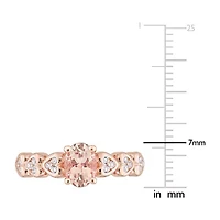 Womens Genuine Pink Morganite 18K Rose Gold Over Silver Cocktail Ring