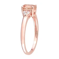 Womens Genuine Pink Morganite 18K Rose Gold Over Silver Cocktail Ring