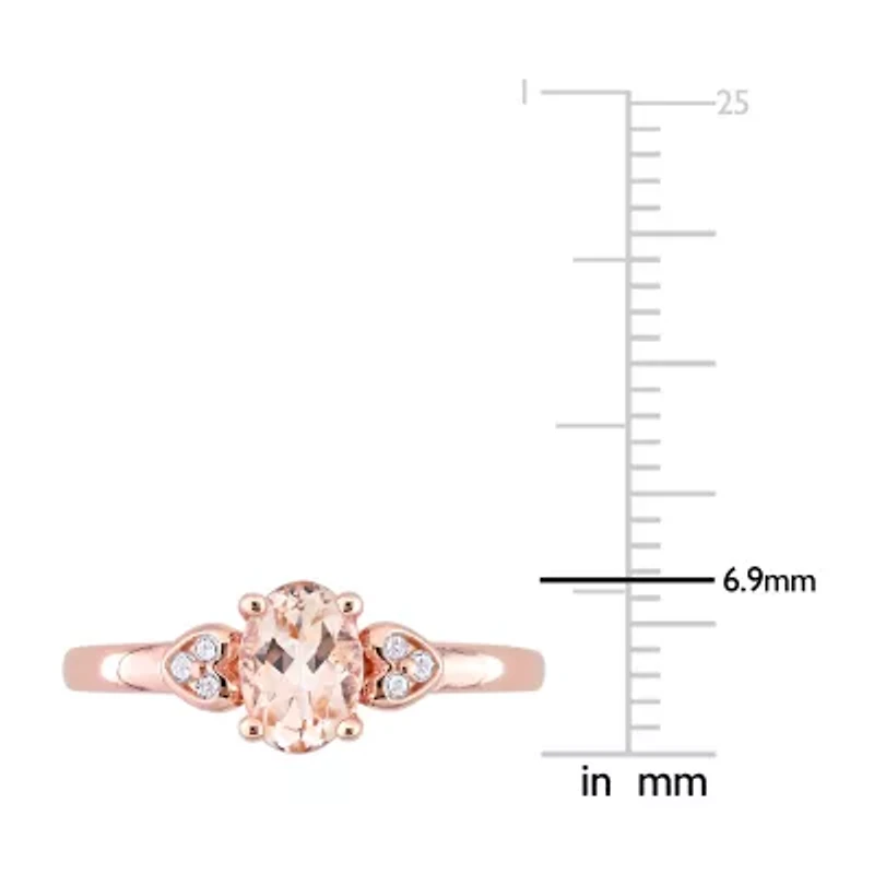 Womens Genuine Pink Morganite 18K Rose Gold Over Silver Cocktail Ring