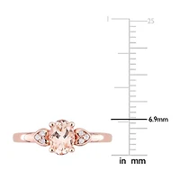 Womens Genuine Pink Morganite 18K Rose Gold Over Silver Cocktail Ring