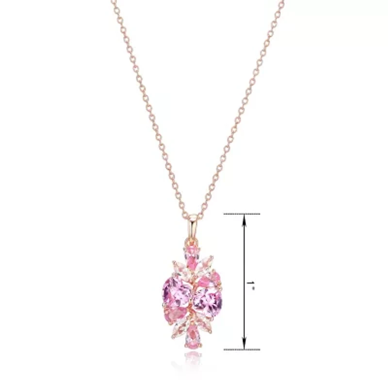 Womens Lab Created Multi Color 14K Rose Gold Over Silver 18 Inch Pendant Necklace
