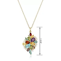 Womens Genuine Multi Color 18K Gold Over Silver 18 Inch Pendant Necklace