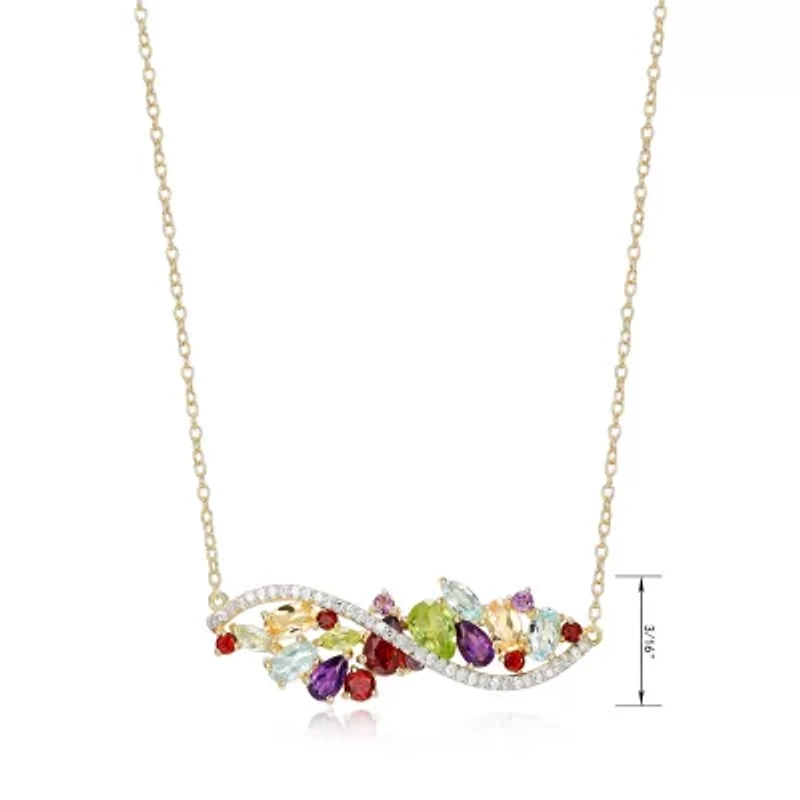 Womens Multi Color 18K Gold Over Silver Infinity 18 Inch Pendant Necklace