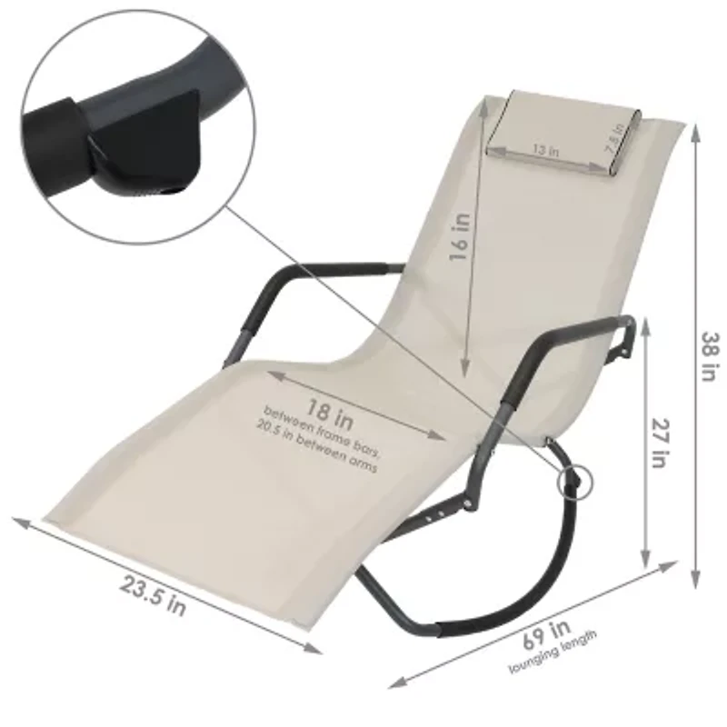 Folding Rocking Chaise 2 Pack Lounge Chair