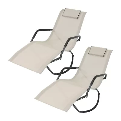 Folding Rocking Chaise 2 Pack Lounge Chair