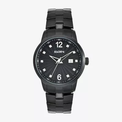 Elgin Mens Black Bracelet Watch Fg7084