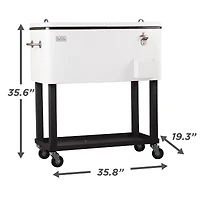 BLACK+DECKER Mobile Cooler Cart 2 Door Seal And Lid Bottle Opener with Catch Basin Bottom Storage Tray