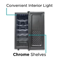 BLACK+DECKER 12 Bottle Wine Cellar Thermoelectric with LED Display and Mirror Door