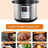 Commercial Chef Electric Pressure Cooker 6.3 Quarts 24-Hour Preset Timer Stainless Steel Interior