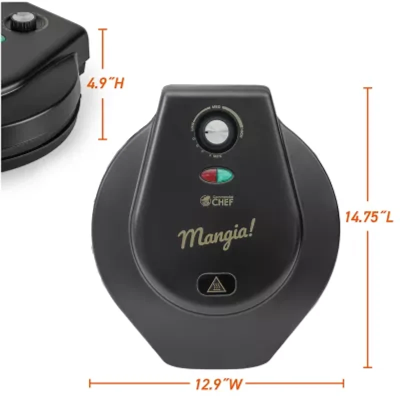 Commercial Chef CHQP12R 12-Inch Pizza Maker 12 Inch Black