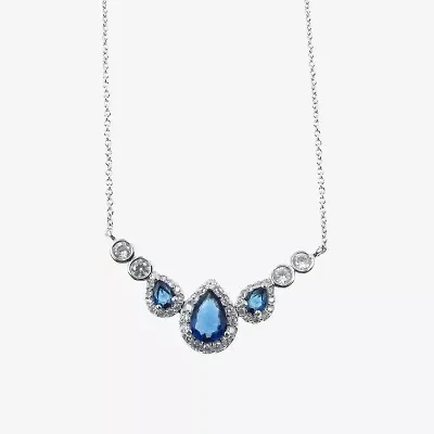 Vieste Rosa Womens Blue Cubic Zirconia Pear 16 Inch Pendant Necklace