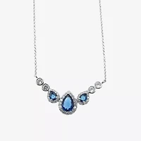Vieste Rosa Womens Blue Cubic Zirconia Pear 16 Inch Pendant Necklace