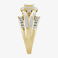 Womens 1 CT. T.W. Natural White Diamond 10K Gold Side Stone Halo Bridal Set