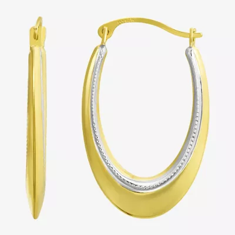 Womens 10K Two Tone Gold 14K Gold 25mm Hoop Earrings