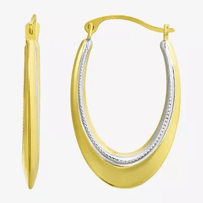 Womens 10K Two Tone Gold 14K Gold 25mm Hoop Earrings