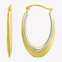 Womens 10K Two Tone Gold 14K Gold 25mm Hoop Earrings