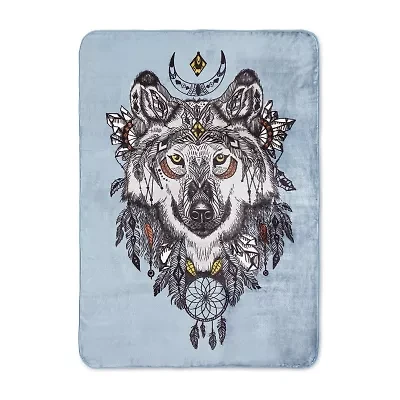 Shavel Home Products Spirit Wolf Hi Pile Washable Midweight Throw
