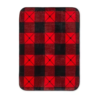 Shavel Home Products Buffalo Check Red Hi Pile Washable Midweight Throw