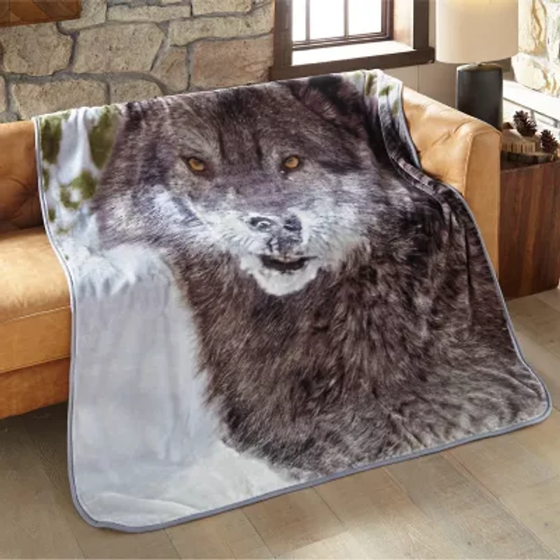 Shavel Home Products Gray Wolf Hi Pile Washable Midweight Throw