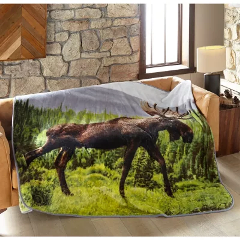 Shavel Home Products Moose Hi Pile Washable Midweight Throw