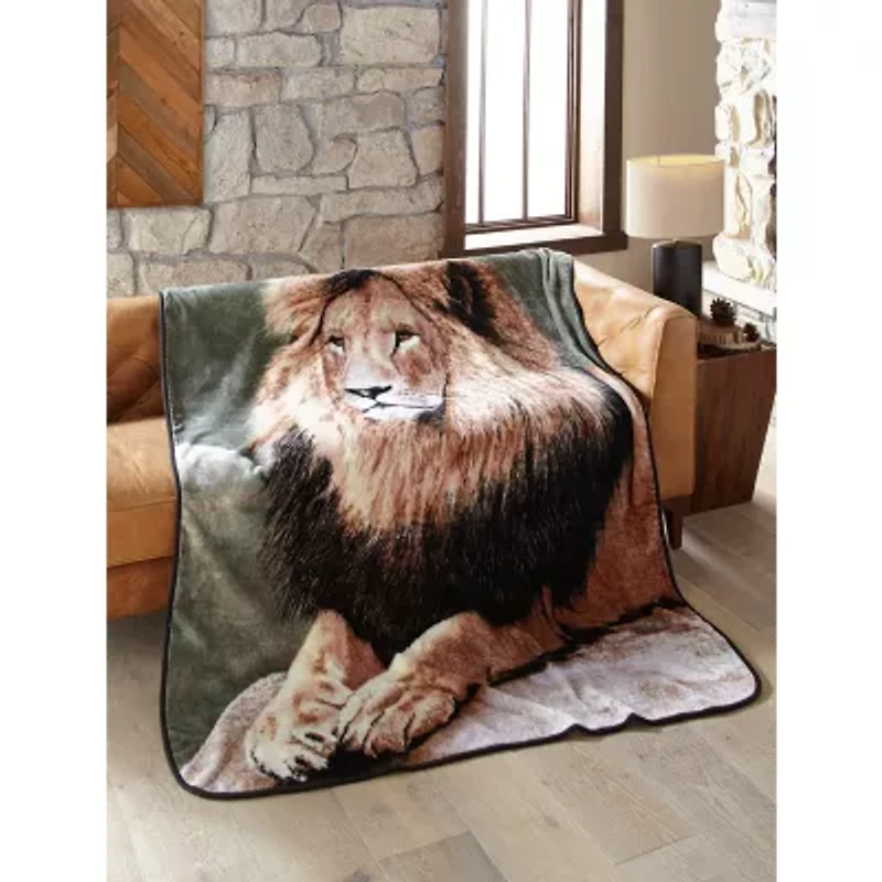 Shavel Home Products Lion Hi Pile Washable Midweight Throw
