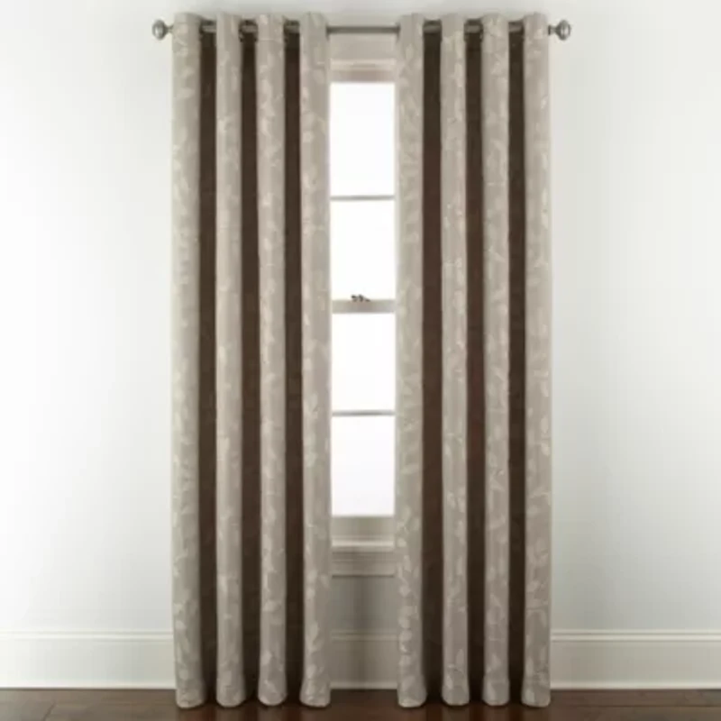 Linden Street Gwen Leaf Grommet Top Light-Filtering Single Curtain Panel