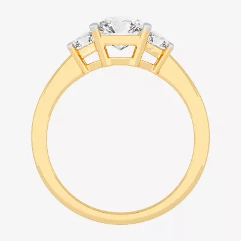 G-H / Si1-Si2) Womens CT. T.W. Lab Grown White Diamond 14K Gold 3-Stone Engagement Ring