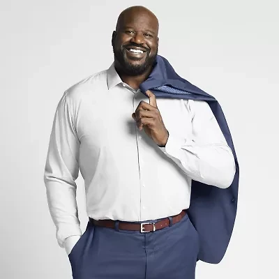 Shaquille O'Neal XLG Mens Big & Tall Regular Fit Stretch Fabric Long Sleeve Dress Shirt