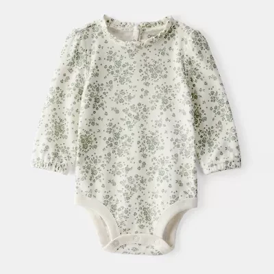 Oshkosh Baby Girls Round Neck Long Sleeve Rib Bodysuit